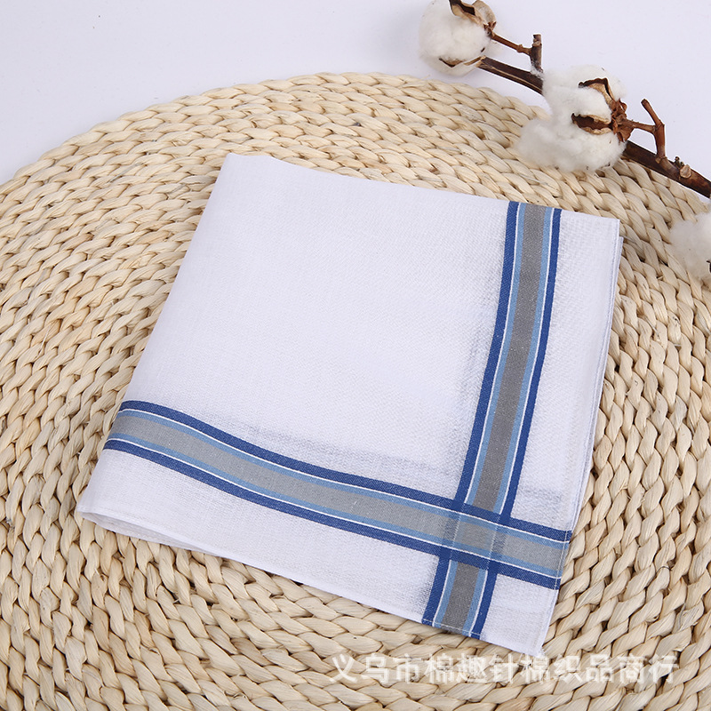 Men's suit pocket square, all-cotton white center handkerchief, women's elegant small square handkerchief and handkerchief manufacturer wholesale Specification image