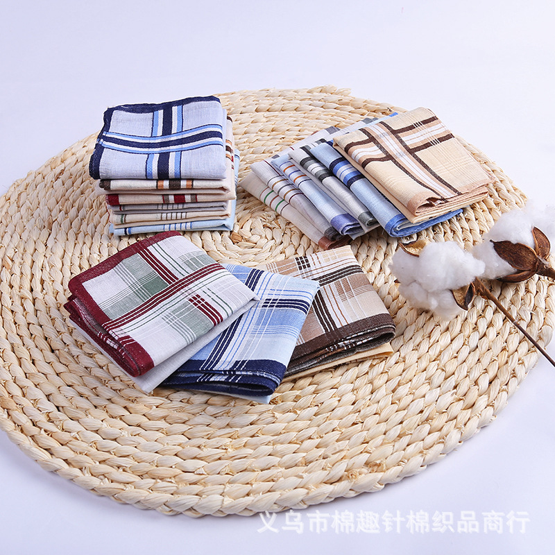 Wholesale of classic mixed colors of old-fashioned all-cotton handkerchiefs for men and women, including outdoor sweat-absorbing handkerchiefs details Picture