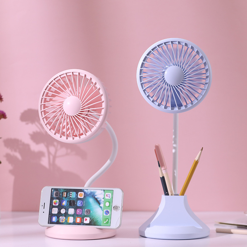 D8 Creative Desk lamp USB fan Handheld 360 adjustable fan pen holder mobile phone stand Charging small fan