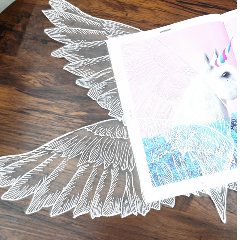 Factory direct sales of lace, double-flower mesh fabric, embroidered water-soluble lace, black and white wing clothing accessories, embroidered lace details Picture
