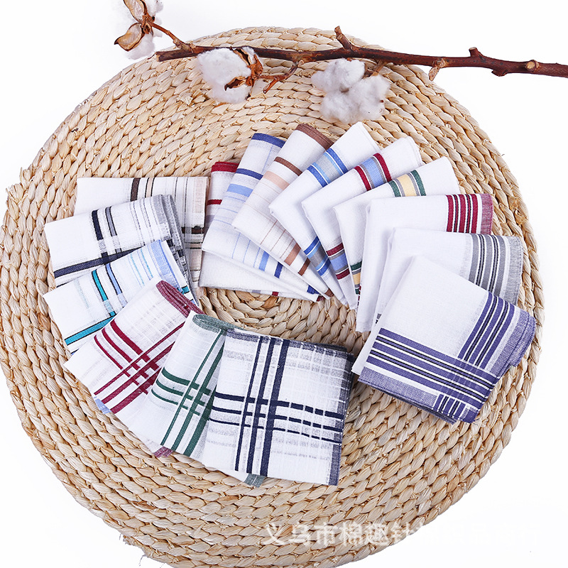 Men's suit pocket square, all-cotton white center handkerchief, women's elegant small square handkerchief and handkerchief manufacturer wholesale