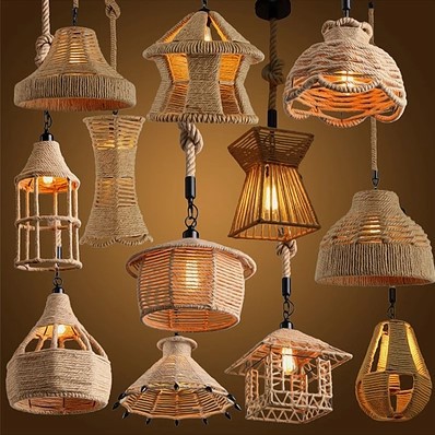 Rural retro industrial wind rope cafe chandelier creative personality cafe bar net cafe chandelier