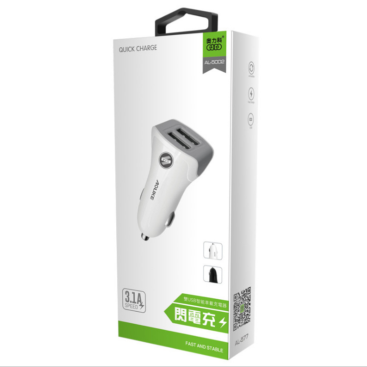 New dual usb smart car phone charger 3A high current fast charging car cigarette lighter car charger 12V24V Specification image