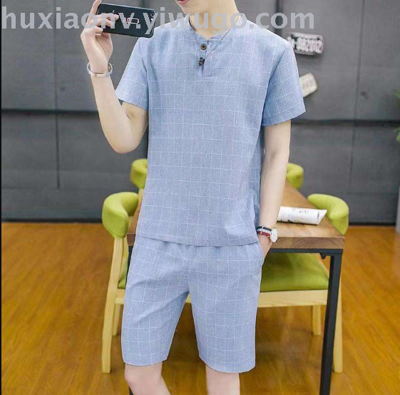 两件套t恤男士休闲潮流套装春夏季韩版修身帅气衣服新款短袖男