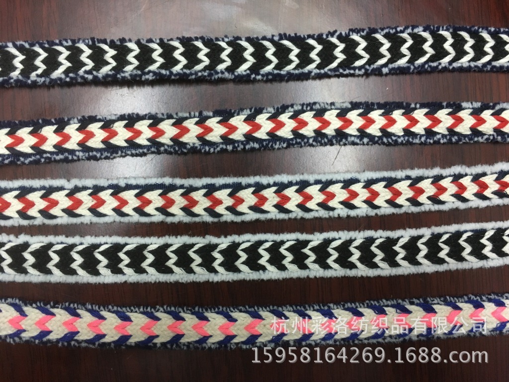 Factory Direct Spot Supply 2 Cm W Type Woven Twist Colorful Small Fragrance With Velvet Lace details Picture