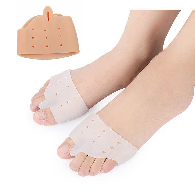 Silicone half-size forefoot pad for hallux valgus care toe divider, daily-use breathable sock type hallux valgus forefoot care pad details Picture