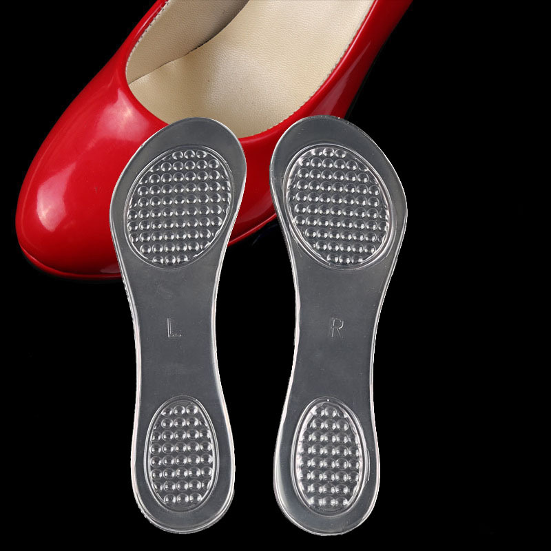 New silicone big dot massage seven-minute transparent invisible high heel shoe insole for ladies cool insoles
