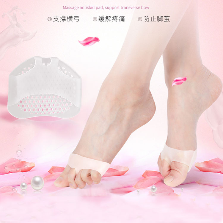 Silicone honeycomb forefoot pads, thickened soft and pain-proof silicone forefoot covers, high heel insoles, women's breathable half a size forefoot Specification image