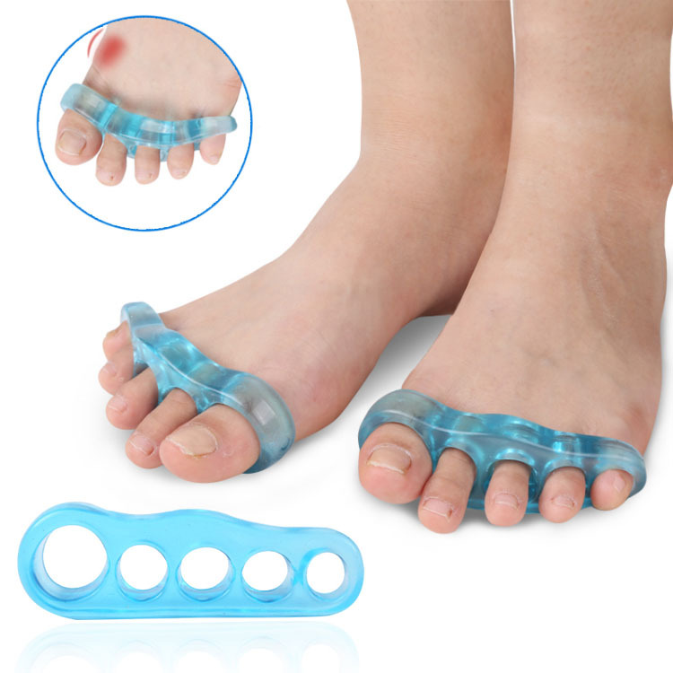 Silicone toe separators, toe overlap separators, bunion bone separators for day and night use to correct hallux valgus