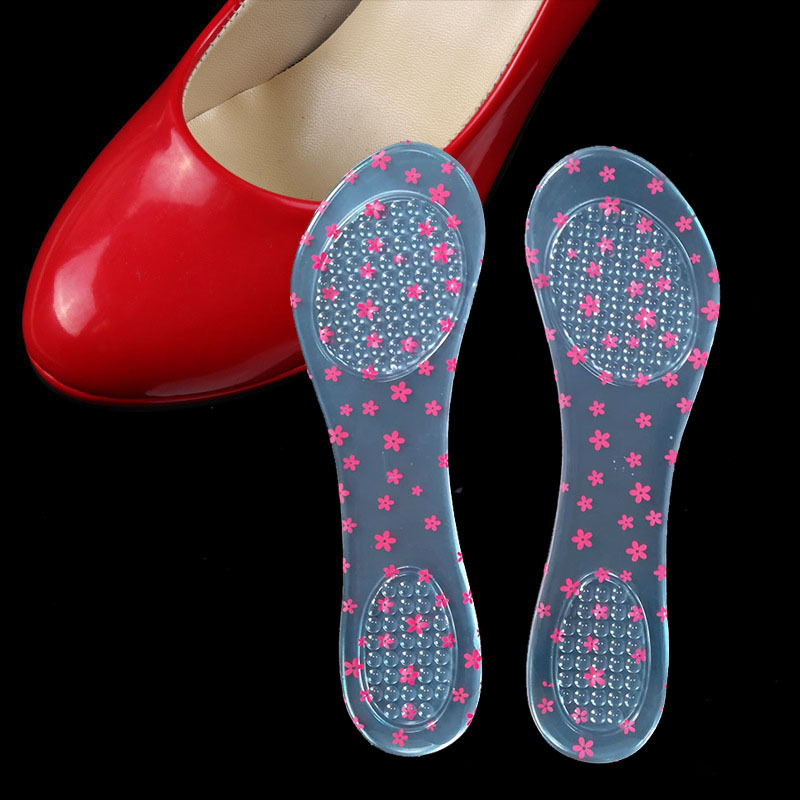 Transparent printed soft silicone seven-point shoe insole Invisible large polka dot massage high heel insole cushioning size reduction pad