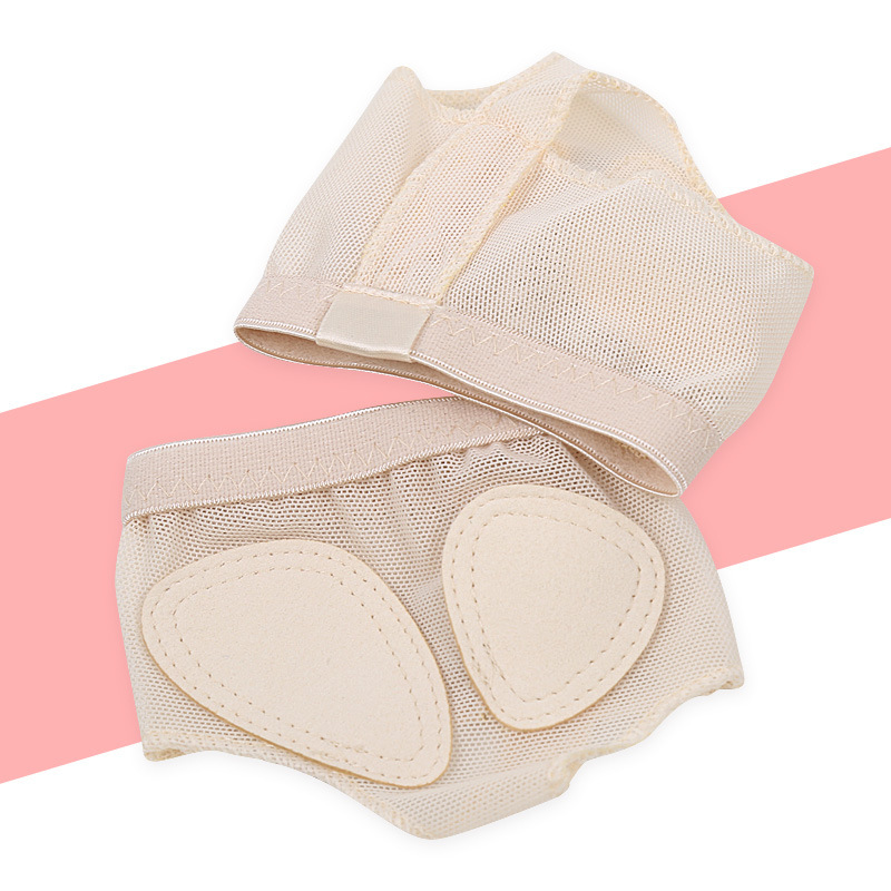 Washed leather fish-mouth shoe and sock covers, shock-absorbing and pain-proof high heels, forefoot pads, dance open-toe herringbone socks, half pads for women Specification image