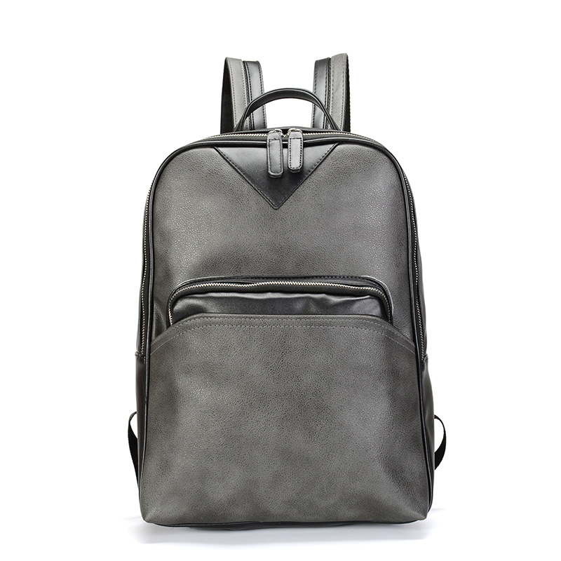 New style men's Backpack Black Leather student leisure backpack travel bag chaomen cheap popular thumbnail