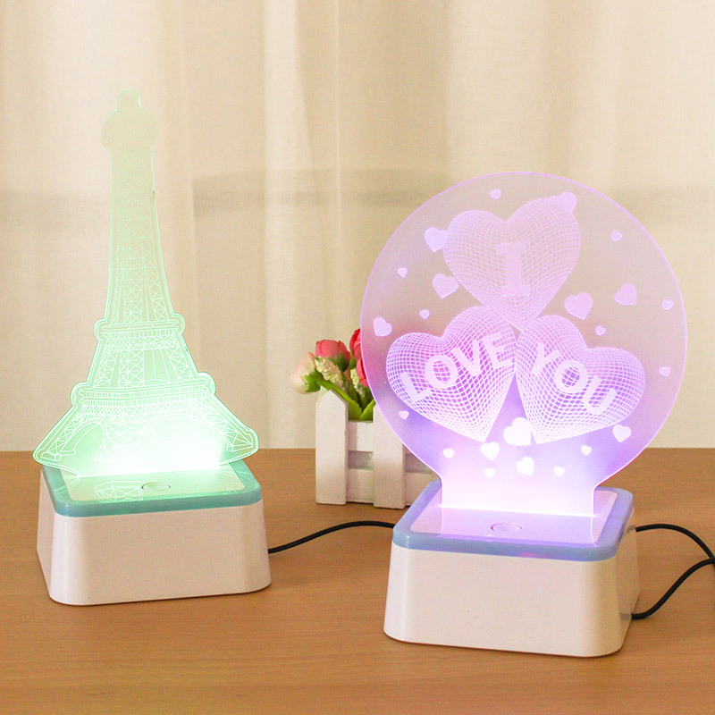 3D small night lamp electric lamp bedroom bedside lamp mini baby feeding energy saving seven color lamp Application Scenario
