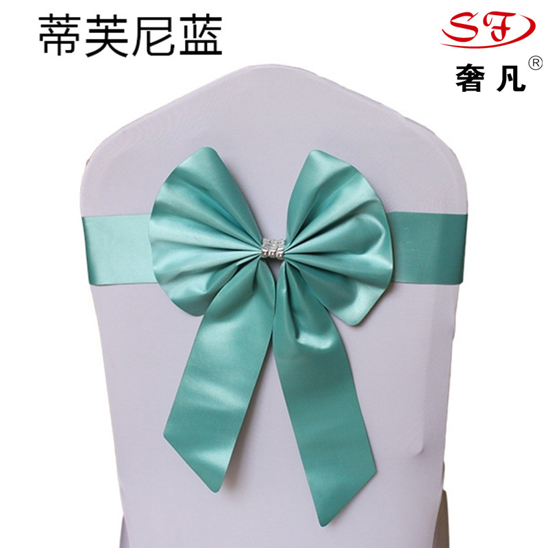 免系弹力椅套蝴蝶结椅背花婚礼装饰飘带 酒店婚庆活动庆典会议