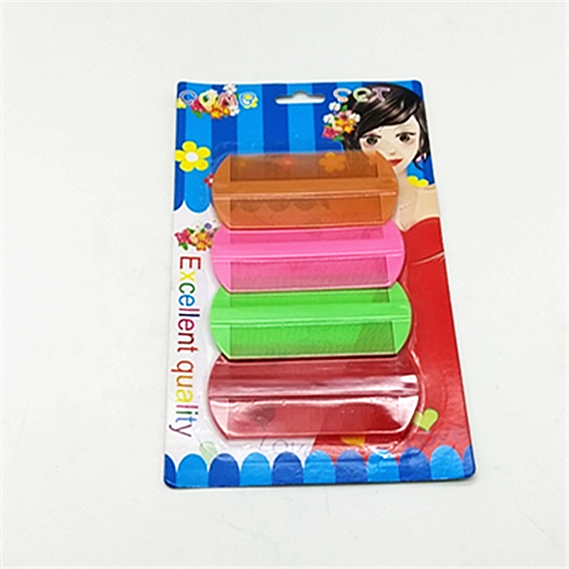卡装4pc彩色密梳家用加厚密齿粗细两用不易断直发塑料梳子