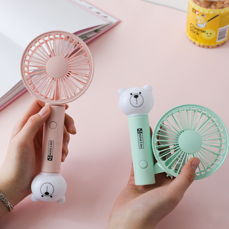 Mini fan Korean cute girl cute cat folding fan with night light portable