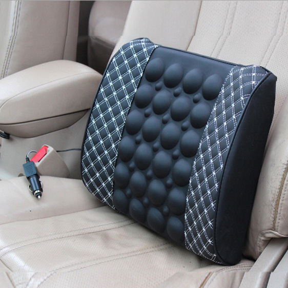 Korean red wine, super-fine fabric, car electric massage health waist support, waist pillow, waist pad, car supplies 12V details Picture