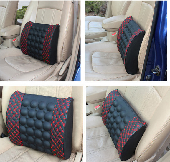 Korean red wine, super-fine fabric, car electric massage health waist support, waist pillow, waist pad, car supplies 12V Specification image