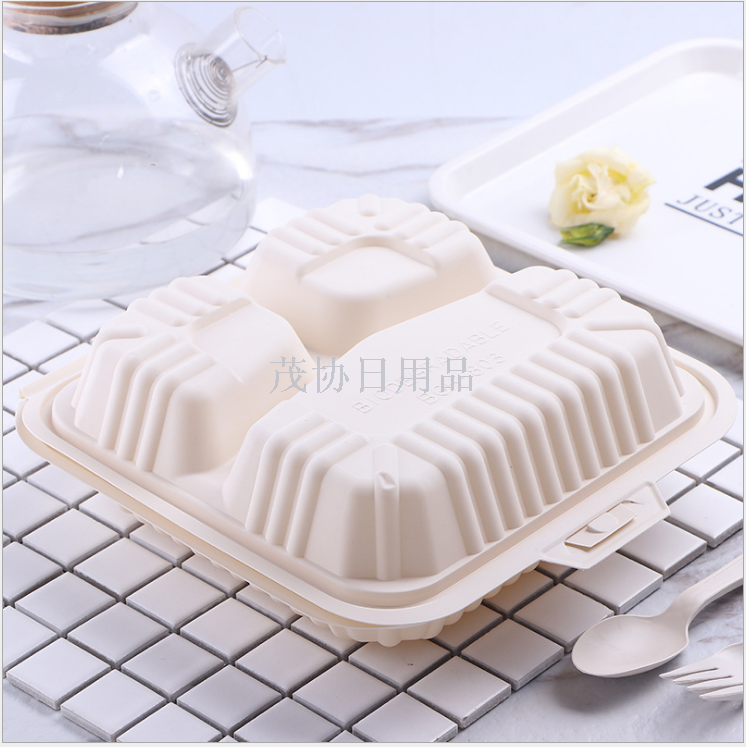 1000ml corn starch degradation lunch box three boxes disposable lunch box catering takeout packaging box