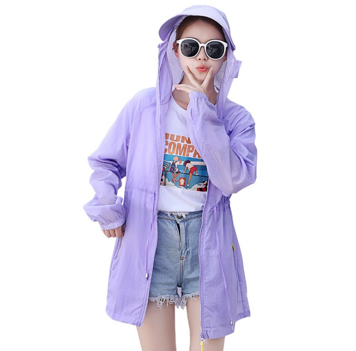 Outdoor cycling sun-protective clothing, women's UV-resistant quick-drying clothes, mid-length light jackets Application Scenario