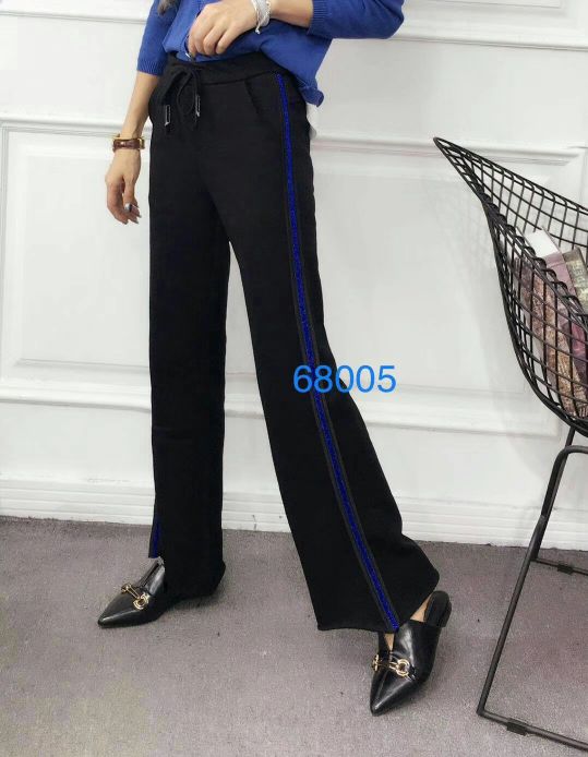 Clearance sale of new thickened sweatshirts, cotton black hip-lifting side striped casual flared wide-leg trousers for spring, autumn and winter