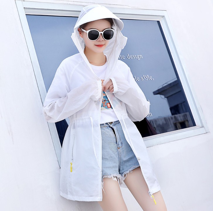 Outdoor cycling sun-protective clothing, women's UV-resistant quick-drying clothes, mid-length light jackets details Picture