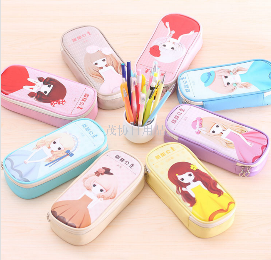 Sweet Princess Pencil Bag Multi-functional stationery bag PU pencil bag student pencil bag