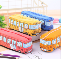 创意学生文具小动物巴士笔袋 公交铅笔盒 男女帆布文具盒