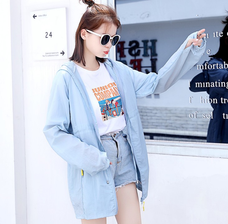 Outdoor cycling sun-protective clothing, women's UV-resistant quick-drying clothes, mid-length light jackets Specification image