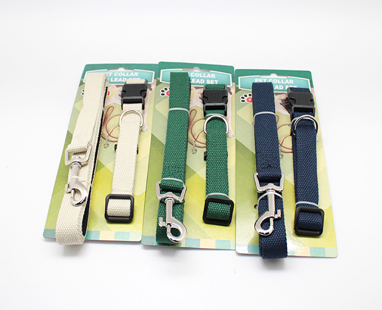 Factory direct sales of pure cotton pet leashes, pure cotton collars, pure cotton dog leashes, pure cotton dog collars in plain colors Specification image