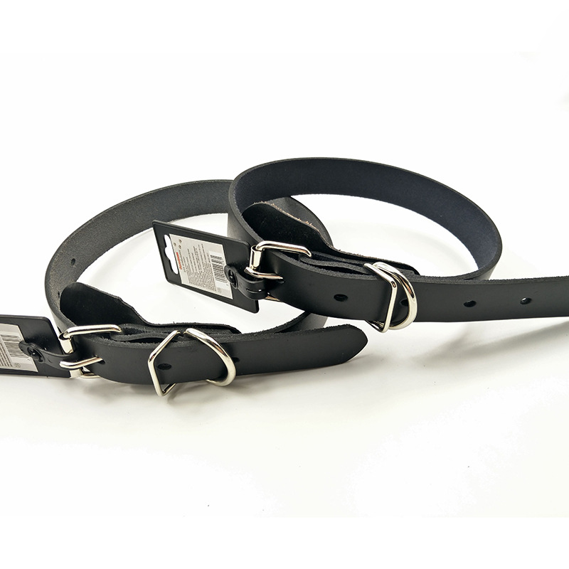 厂家牛皮宠物项圈加厚 防走失狗狗牵引宠物用品批发