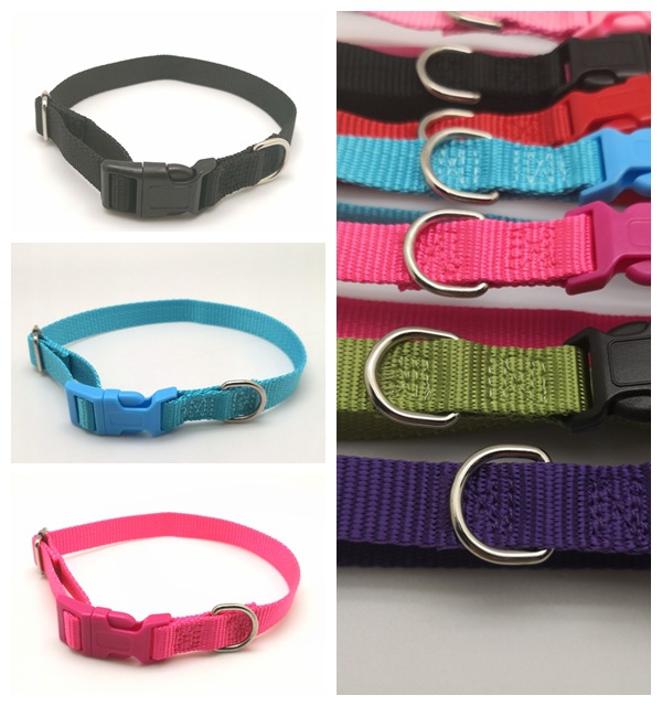 Factory direct sales of pet collars, dog collars, nylon collars, dog leashes, monochrome basic style, plain collars details Picture