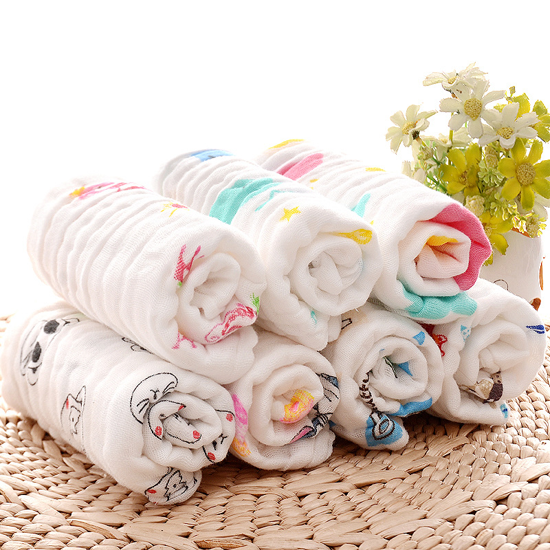 Wholesale of pure cotton baby and children's home textiles, six-layer gauze square towels, baby feeding towels, baby saliva towels and face wiping towels Specification image