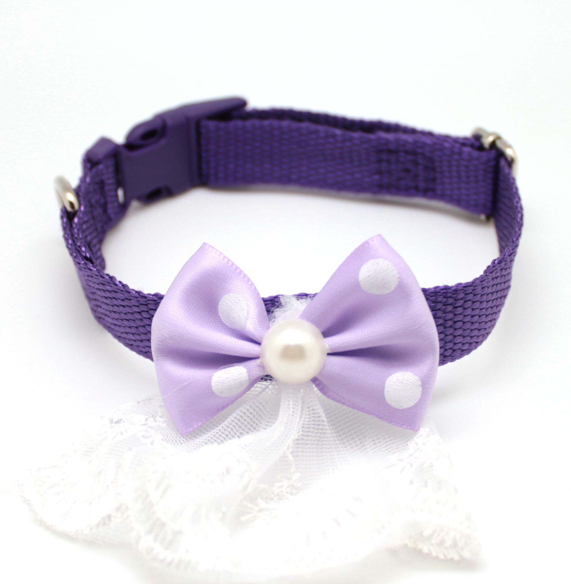 工厂直销宠物项圈 小狗项圈尼龙 可爱项圈 带花项圈 创意尼龙项圈细节图