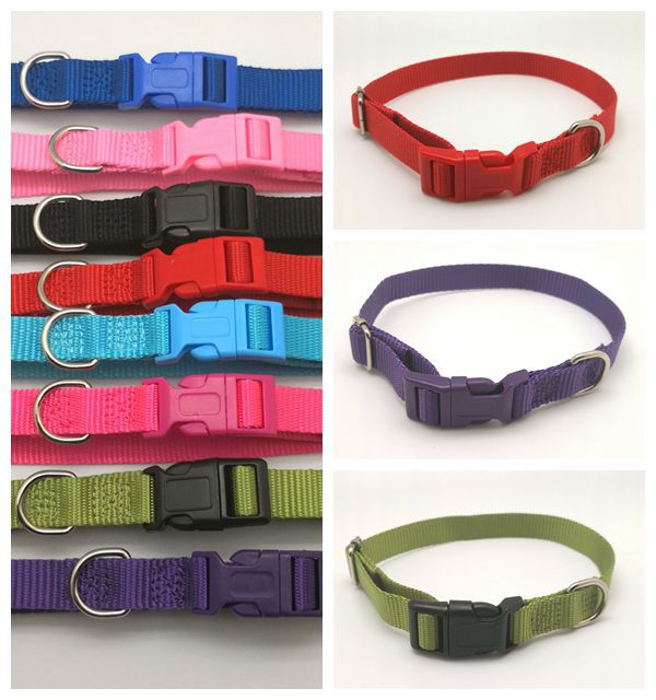 Factory direct sales of pet collars, dog collars, nylon collars, dog leashes, monochrome basic style, plain collars Specification image