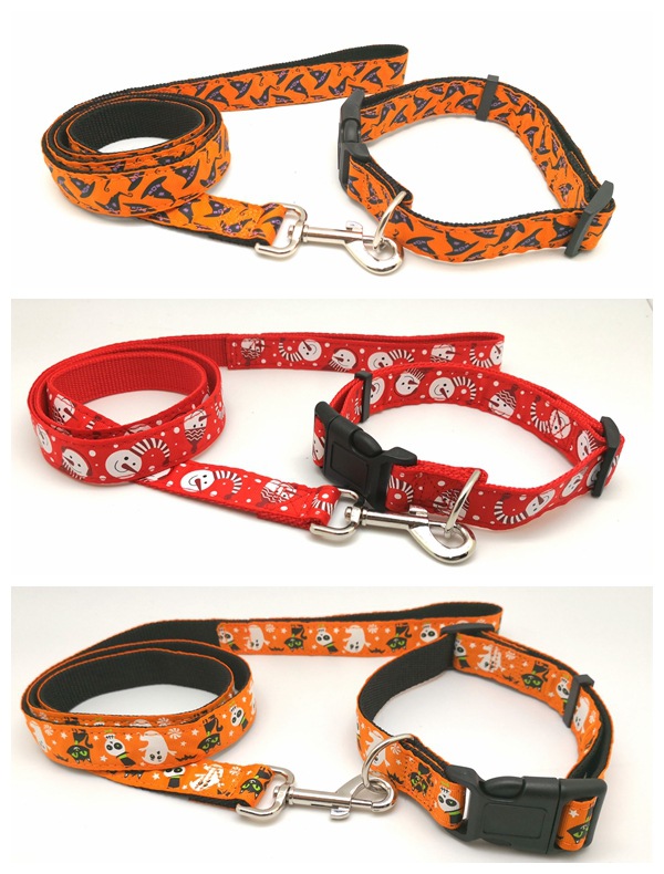 Factory direct sales, Christmas series pet leash collar chest and back set