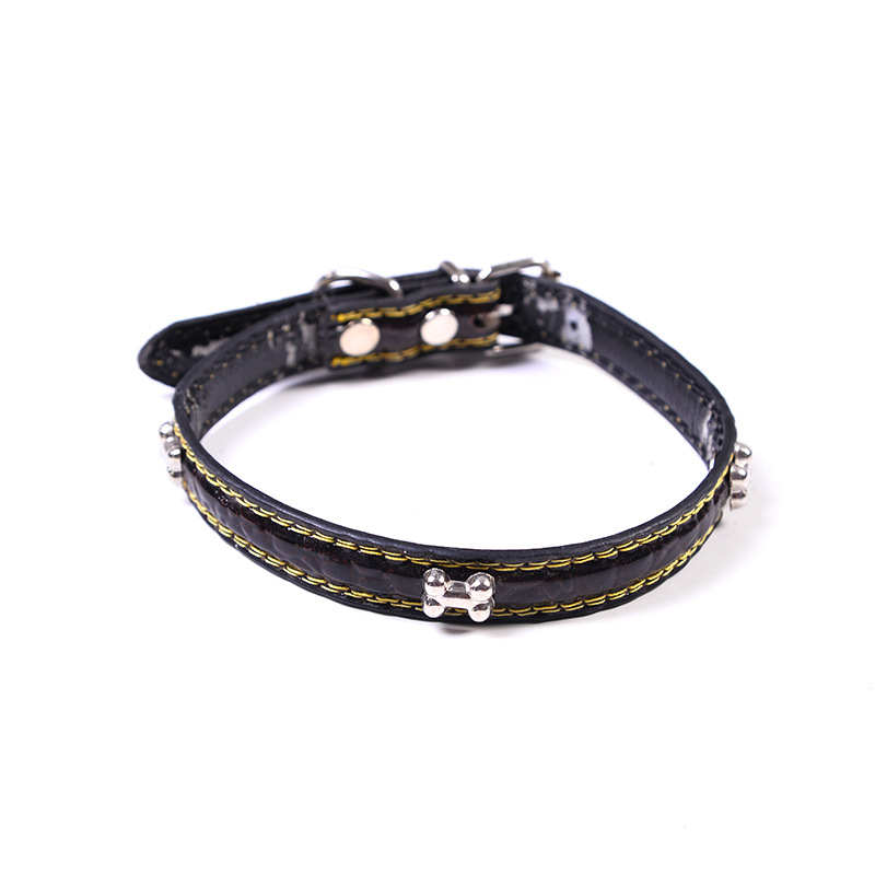 Factory direct sales of PU leather flat pet straps, pet collars, multi-color pet supplies in stock, dog chains wholesale Specification image