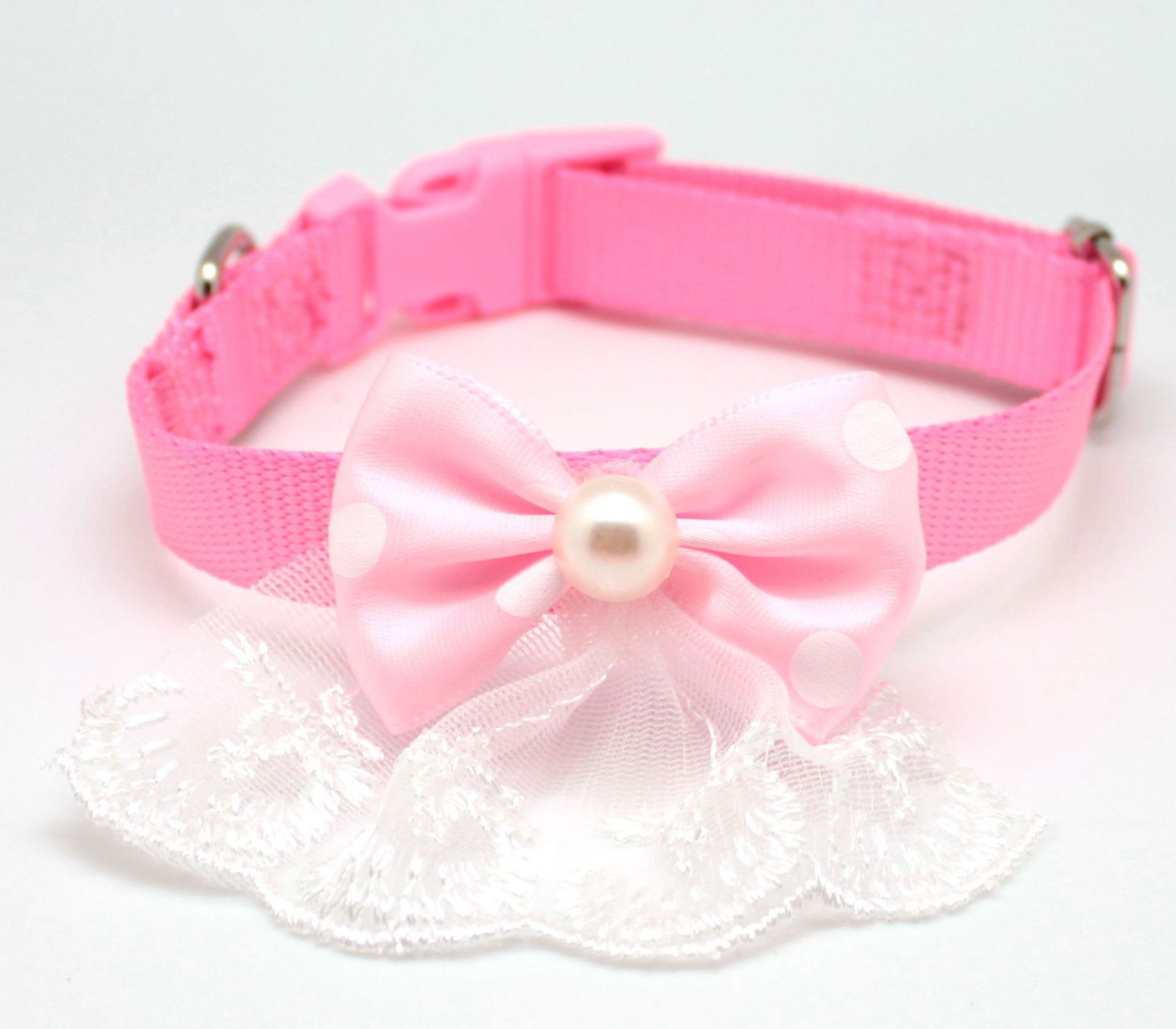 Pet collars, cute puppy collars, dog collars, nylon collars, pink collars, pearl flower collars Specification image