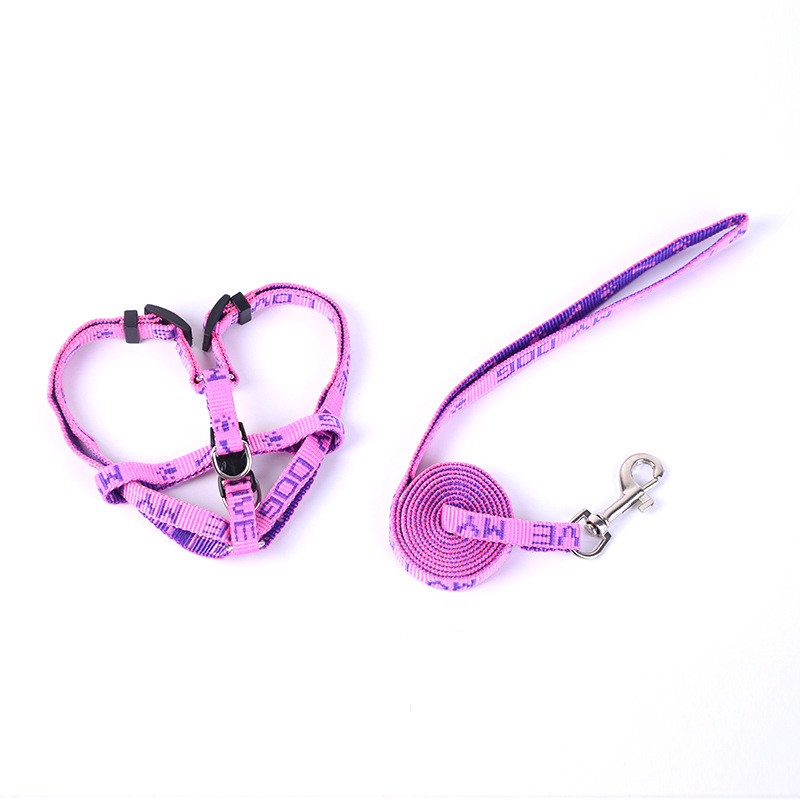 High-quality nylon leash printed dog chest and back dog leash, small poodle teddy pet dog leash details Picture