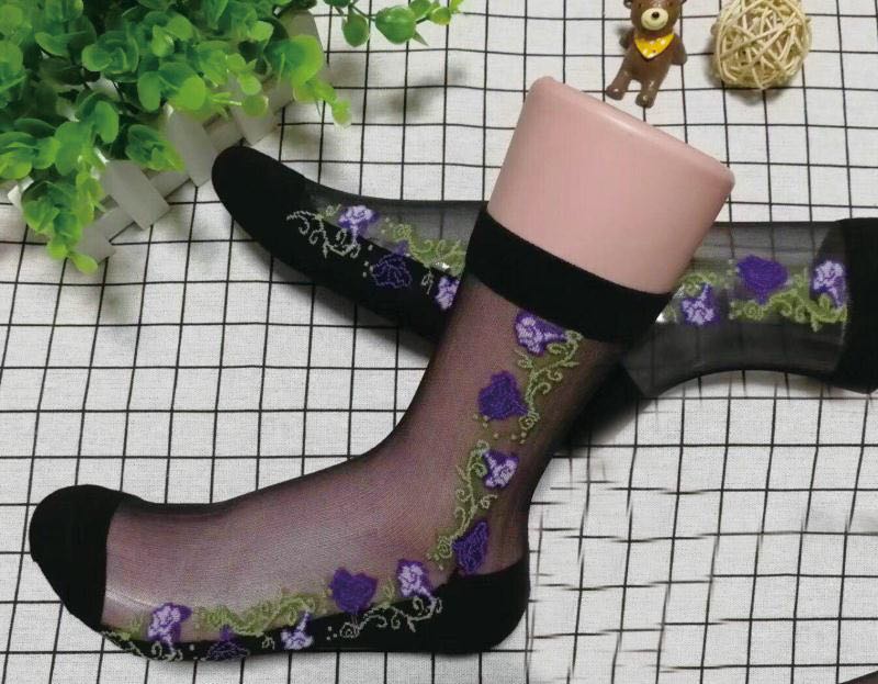 All-cotton soled crystal silk stockings details Picture