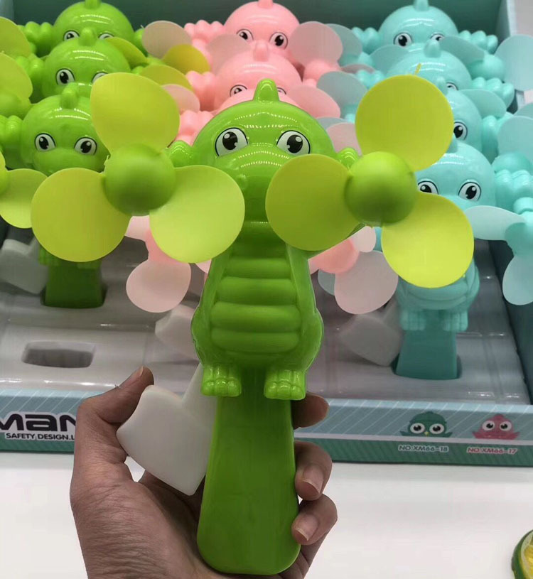 Children creative hand holding mini fan small dinosaur hand pressure fan with two heads