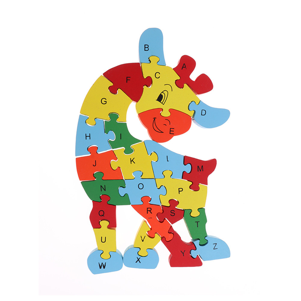 Jokincy 26英文字母数字认知木制拼图积木 可爱回头鹿 儿童玩具图
