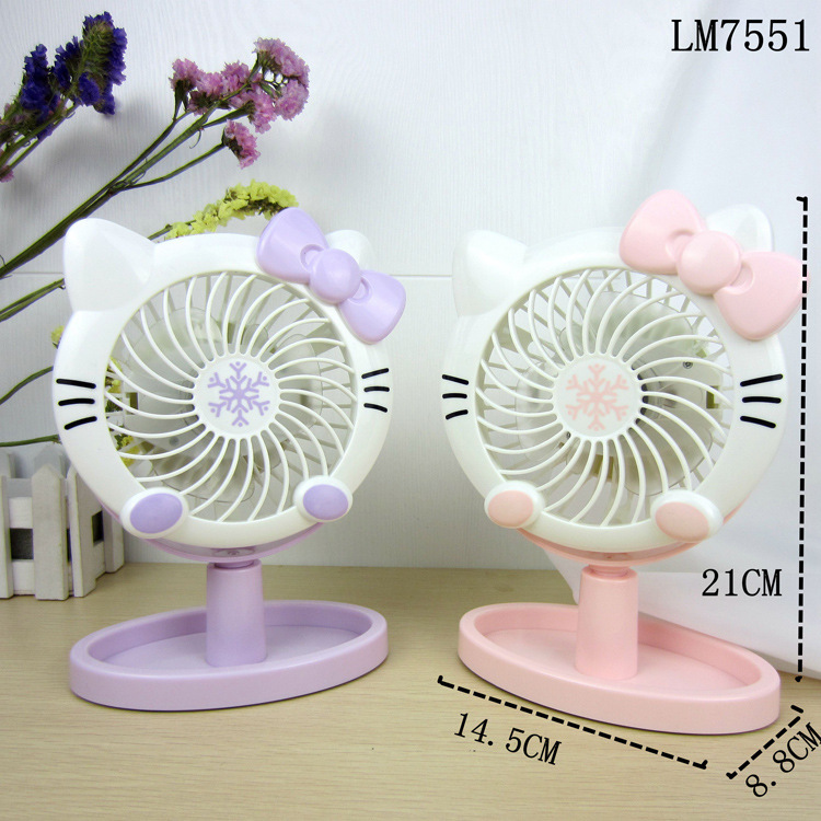Cute kitten Mini fan Student Desktop desktop charging small fan