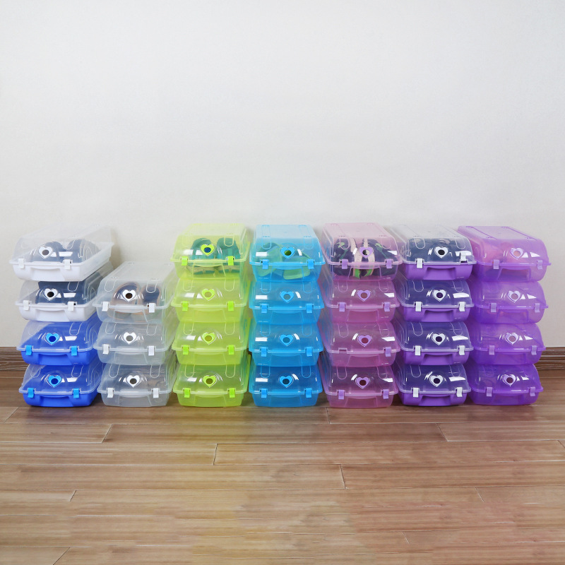 防潮加厚大号塑料透明PP鞋盒 水晶透明鞋盒 鞋子整理可叠加收纳盒