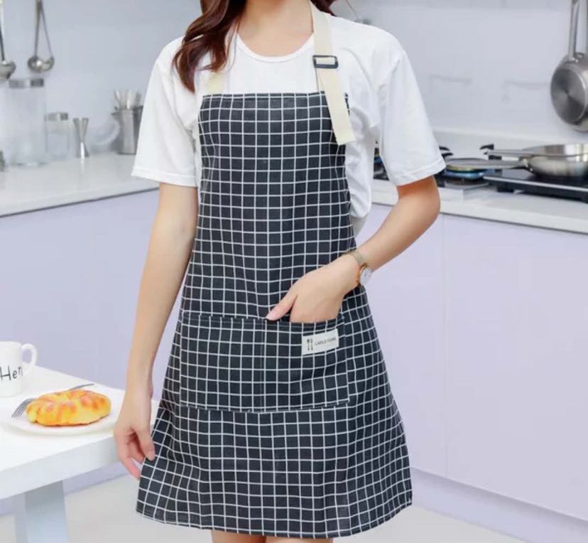 Fine Check Cotton Hemp Apron, Three Colors, Novel Colors, Welcome To Buy Specification drawing
