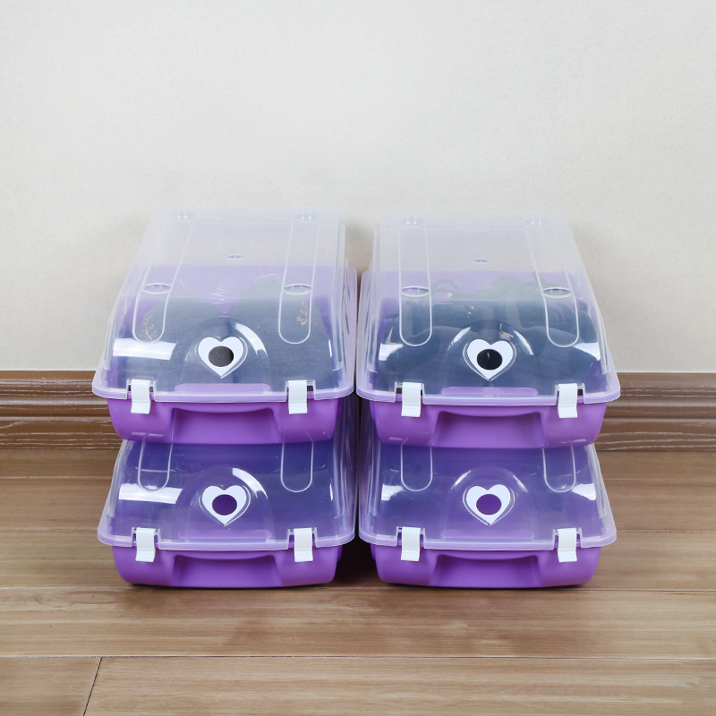 防潮加厚大号塑料透明PP鞋盒 水晶透明鞋盒 鞋子整理可叠加收纳盒细节图