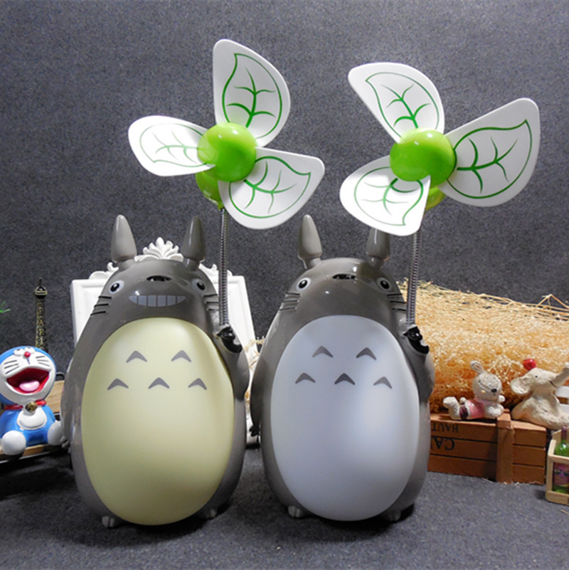 Totoro Card Small Fan creative charging night light Dormitory fan light