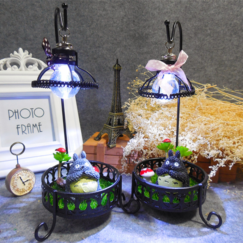 铁艺龙猫小夜灯树脂摆件工艺品学生礼品