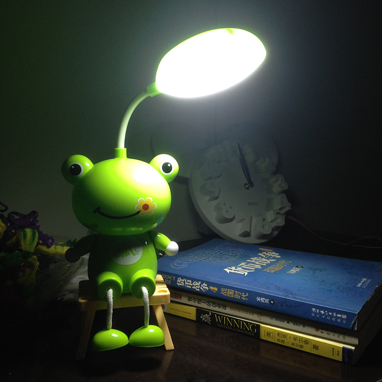 Bedroom cartoon charging frog three LED lamp eye protection learning bedside lamp small night light Application Scenario