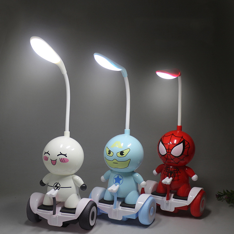 USB interface cartoon balancing car LED lamp button small night light hero Big White spider
